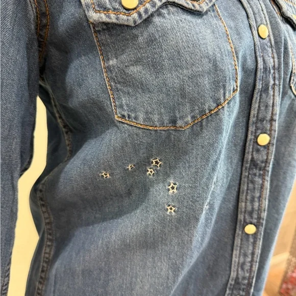 Lucky Brand Blue Denim Snap Button Down Shirt - New With Tags - Picture 8 of 9